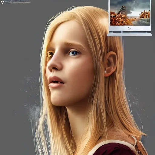 Image similar to beautiful scandinavian female and an xbox one s are best friends, symmetrical face, stunning eyes, long blonde hair, weta disney pixar, hi - fructose, decadent highly - detailed digital painting, golden ratio, octane render, artstation, cinematic composition, smooth, sharp focus, artgerm, mucha, loish, wlop hdr