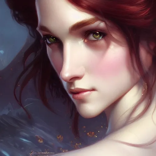 Image similar to beautiful young katarina ivanovska, closeup, d & d, fantasy, intricate, elegant, highly detailed, digital painting, artstation, concept art, matte, sharp focus, illustration, art by artgerm and greg rutkowski and alphonse mucha