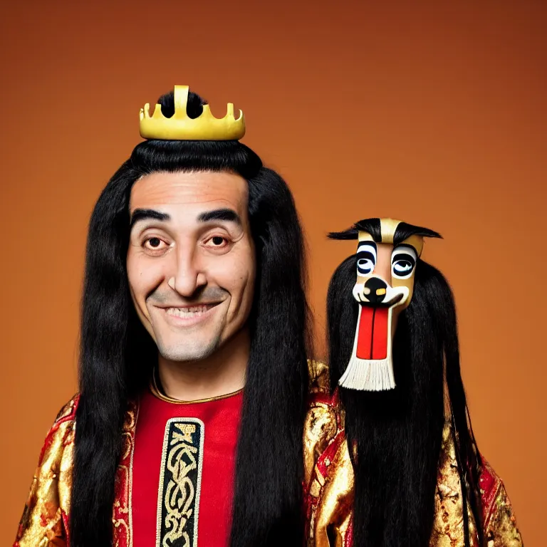 Prompt: A photo of Emperor Kuzco!!!!!!!!!!!!!!!! in his 12s, peruvian looking, with his long black hair, beardless, smiling with confidence, and wearing!!! his emperor clothes. Portrait by Terry Richardson. Golden hour. 8K. UHD. Bokeh.