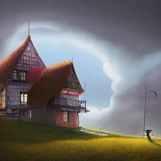 Image similar to an intriguing building in a beautiful landscape by gediminas pranckevicius