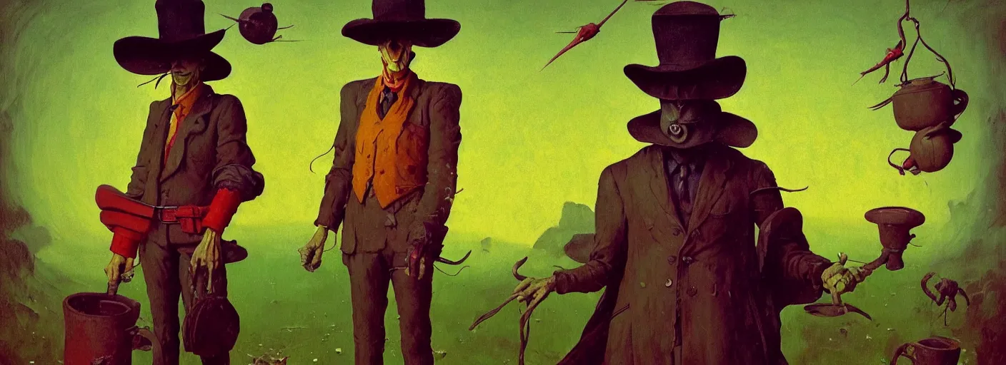 Prompt: full - body portrait surreal colorful clay fighting artstation rpg hatter character concept art anatomy, action pose, very coherent and colorful high contrast masterpiece by norman rockwell franz sedlacek hieronymus bosch dean ellis simon stalenhag rene magritte gediminas pranckevicius, dark shadows, sunny day, hard lighting, reference sheet white! background
