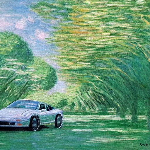 Prompt: 90s Japanese sports car in style of Monet,