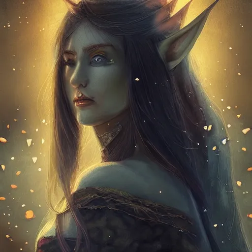 Prompt: A portrait of a beautiful elf, fantasy art, clean digital art, clean background, D&D art style, dark feeling, chill feeling