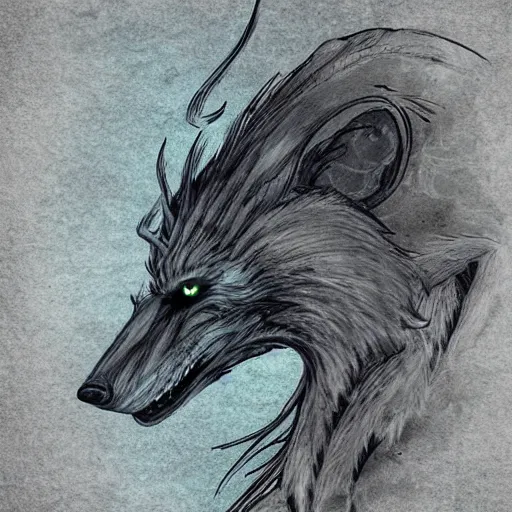 Image similar to ghoul wolf, creature, cryptid, Fantasy Art
