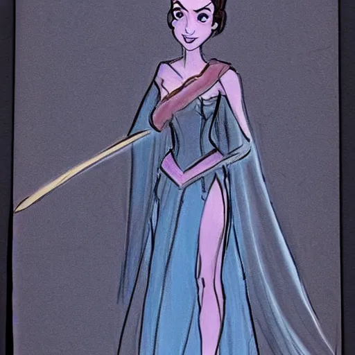 Image similar to milt kahl sketch of victoria justice as princess padme in star wars episode 3