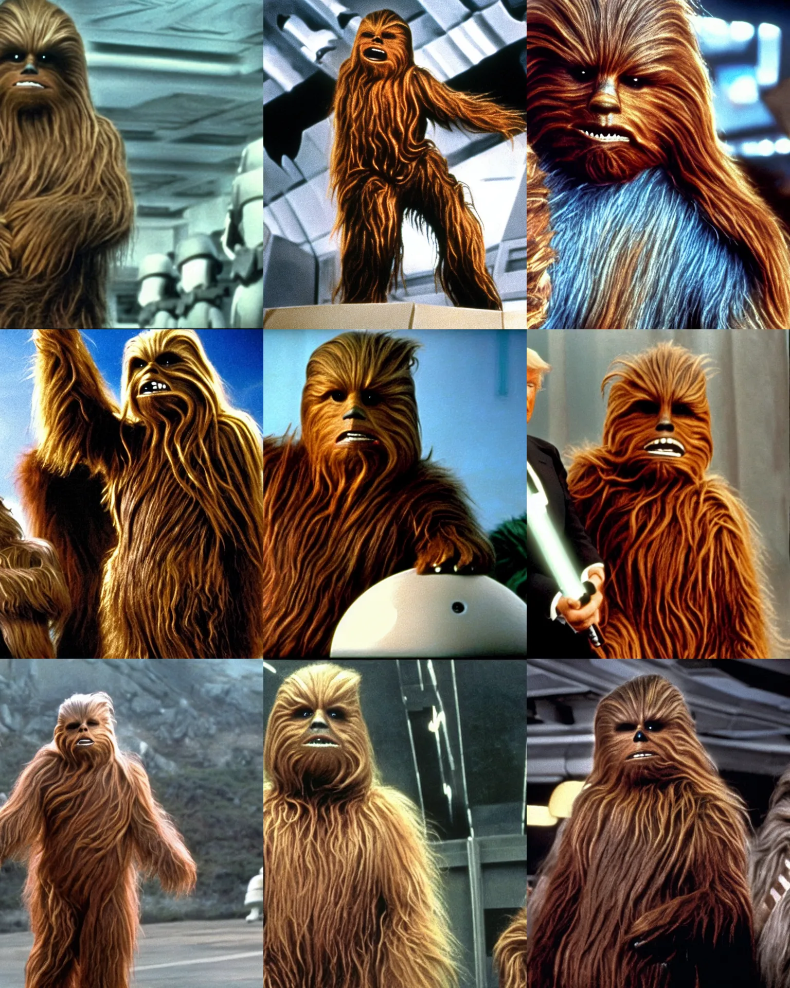 Prompt: Donald Trump as Chewbacca in Star wars (1977) cinemascope and technicolor