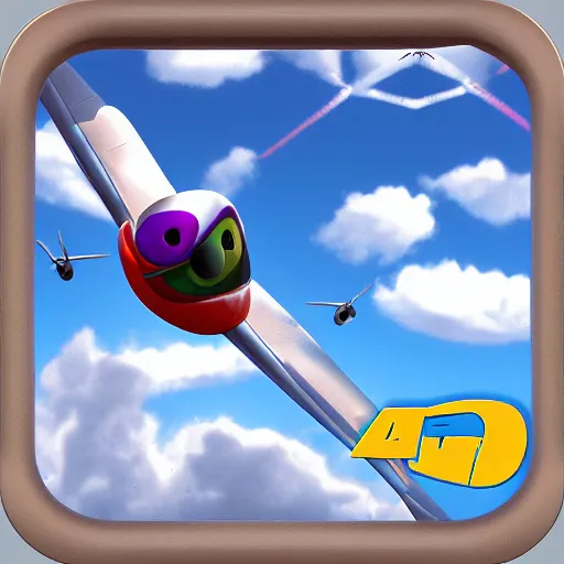 Prompt: app icon, flight, sky, 3d render, full colour, Pixar style,