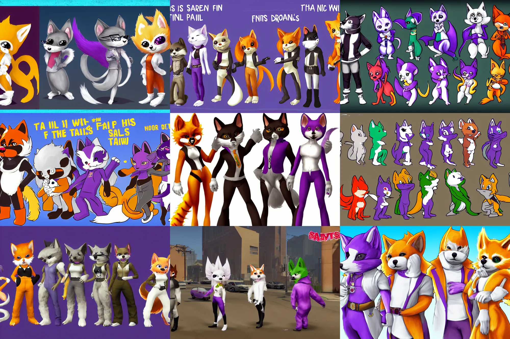 Prompt: screenshot, saints row, tails worn, furries wearing tails ( fursuiters + tails ), pulling from : how to draw a tail