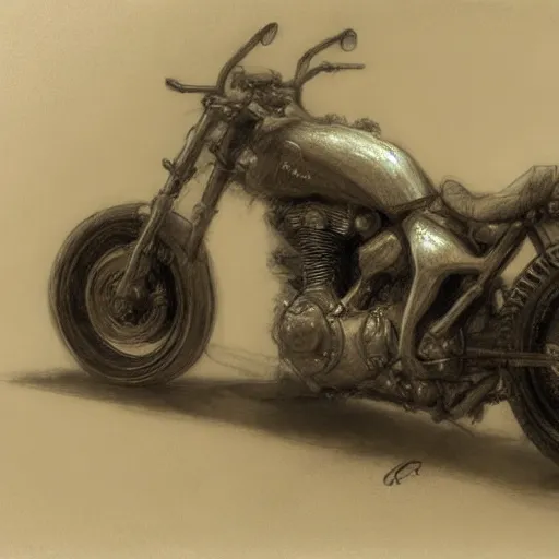 Prompt: dragon motorcycle by Craig Mullins, pencil drawing, highly detailed