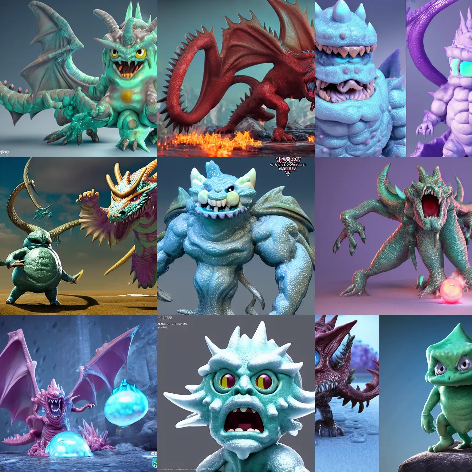 Prompt: dragon quest monsters, frost slime creature, octane render, detailed, trending