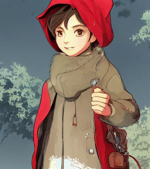 Prompt: attractive little boy character inspired in little red riding hood and cinderace, digital artwork made by akihiko yoshida and makoto shinkai