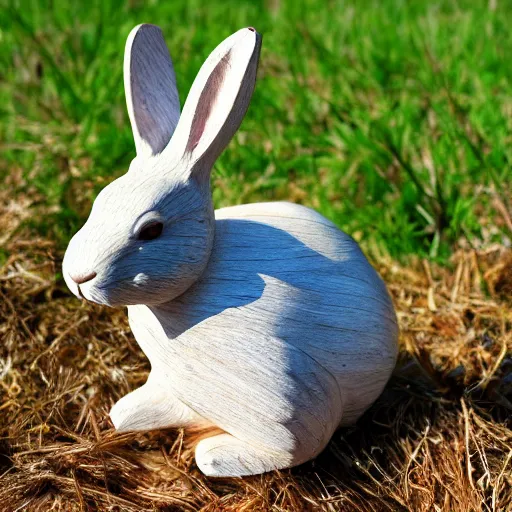 Image similar to a rabbit wood sculpture, photo, hyper realistic, 8k, flickr