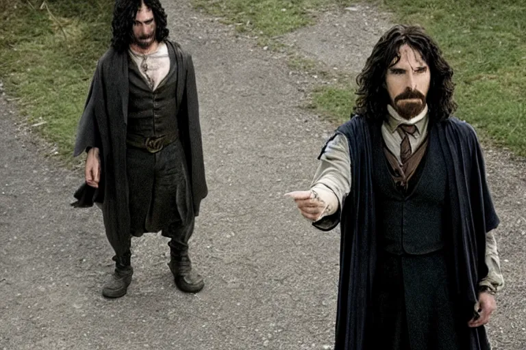 Image similar to film still Christian Bale as Sirius Black in Harry Potter movie