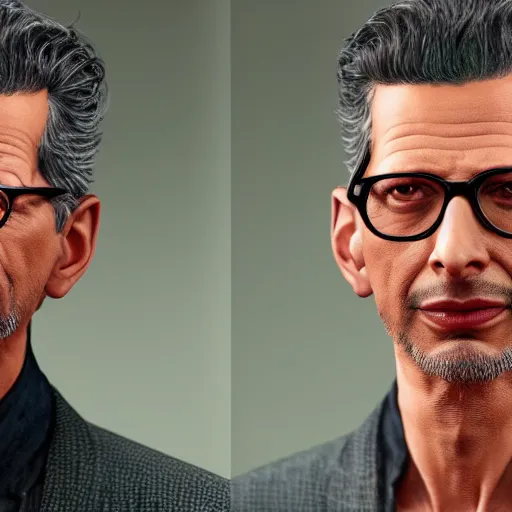 Image similar to !! hyperrealistic image!! of jeff goldblum, by istvan sandorfi & xiang duan, perfect facial symmetry, dim volumetric cinematic lighting, 8 k octane comprehensive render, extreme hyper - detailed attributes & atmosphere, intricate, impossibly lifelike composition, masterpiece, artstation, stunning,