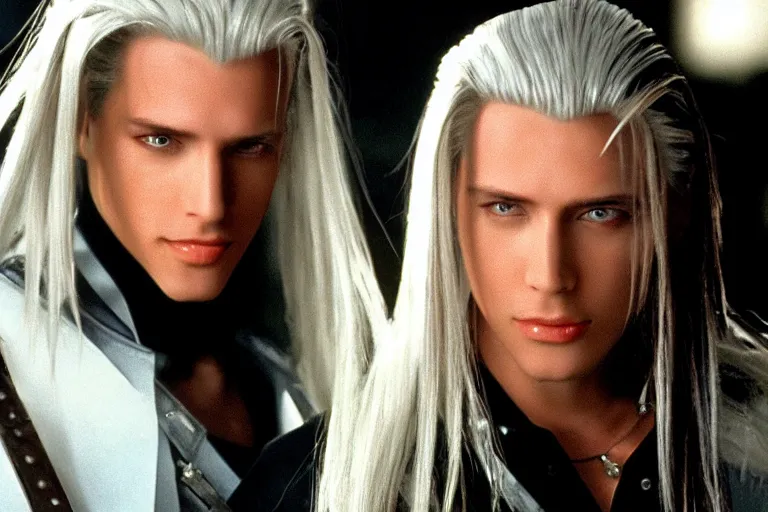Image similar to Sephiroth in Friends (1997), highly detailed, high quality, HD, 4k, 8k, Canon 300mm, professional photographer, 40mp, lifelike, top-rated, award winning, realistic, sharp, no blur, edited, corrected, trending