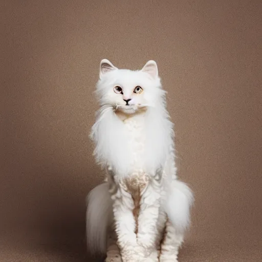 Image similar to a feline poodle - cat - hybrid, animal photography