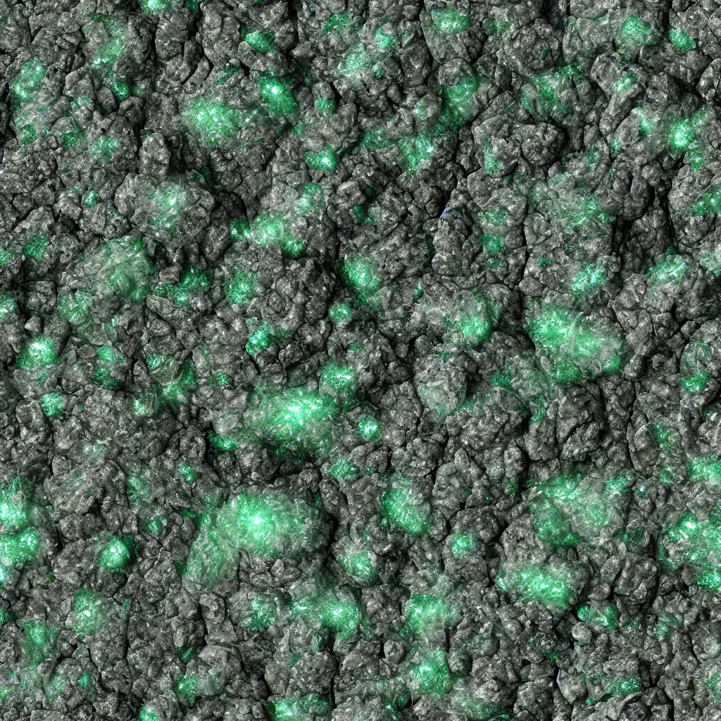 Image similar to long green crystals sticking out of the rock surface, detailed ground terrain albedo texture, flat, 2 d texture, seamless