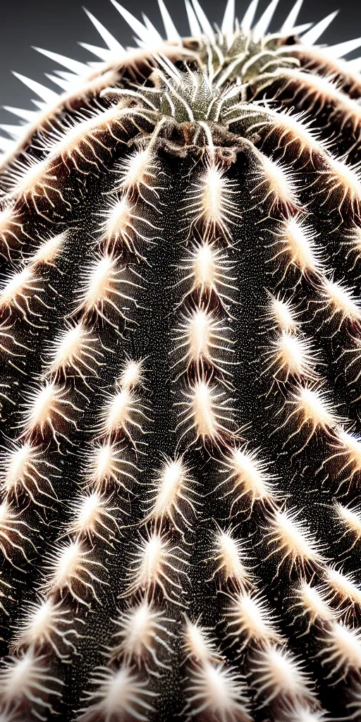 Image similar to professional photo shot of a scutigera cactus made of silica crystal spikes, melted with rocks in the background, microscopic picture, droplets of water, grimy, gritty, trending on artstation, award winning, close shot, by aleks labuda and barry webb