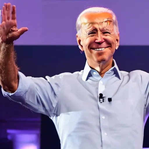 Prompt: joe biden t - posing at the dnc