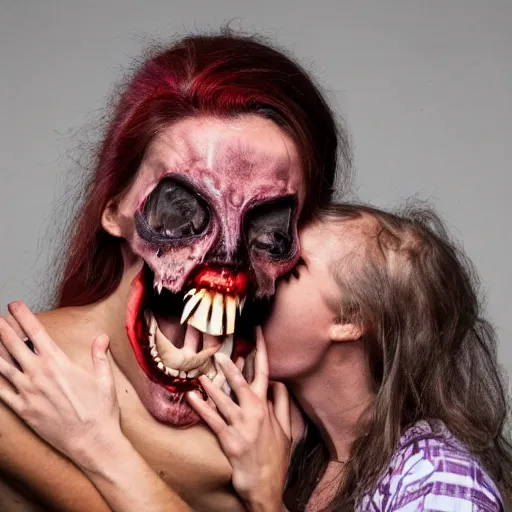 Image similar to a cannibal eating a scared human