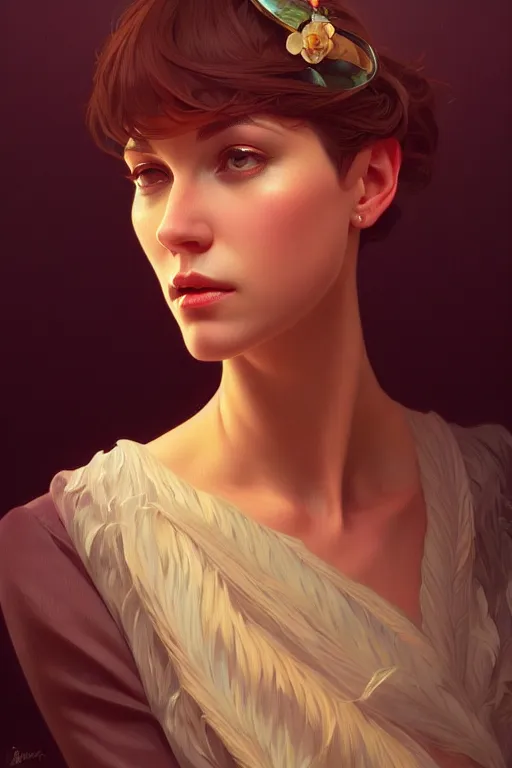 Prompt: a portrait of francine frye, fantasy, sharp focus, intricate, elegant, digital painting, artstation, matte, highly detailed, concept art, illustration, ambient lighting, art by ilya kuvshinov, artgerm, alphonse mucha, and greg rutkowski