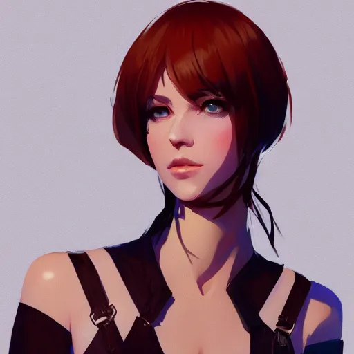 Image similar to Valorant Faide posing. By ilya kuvshinov, krenz cushart, Greg Rutkowski, trending on artstation. Glossy materials, sharp highlights, amazing textured brush strokes, accurate shape, clear curvy details, cinematic soft volumetric studio lighting, with backlight, VFX, HDR