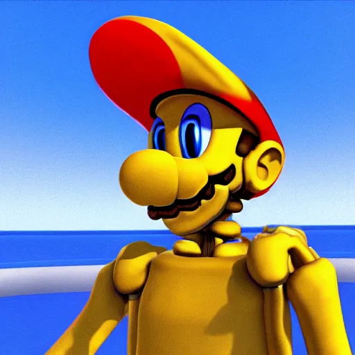 Image similar to A skeleton in the game Super Mario 64, photorealism