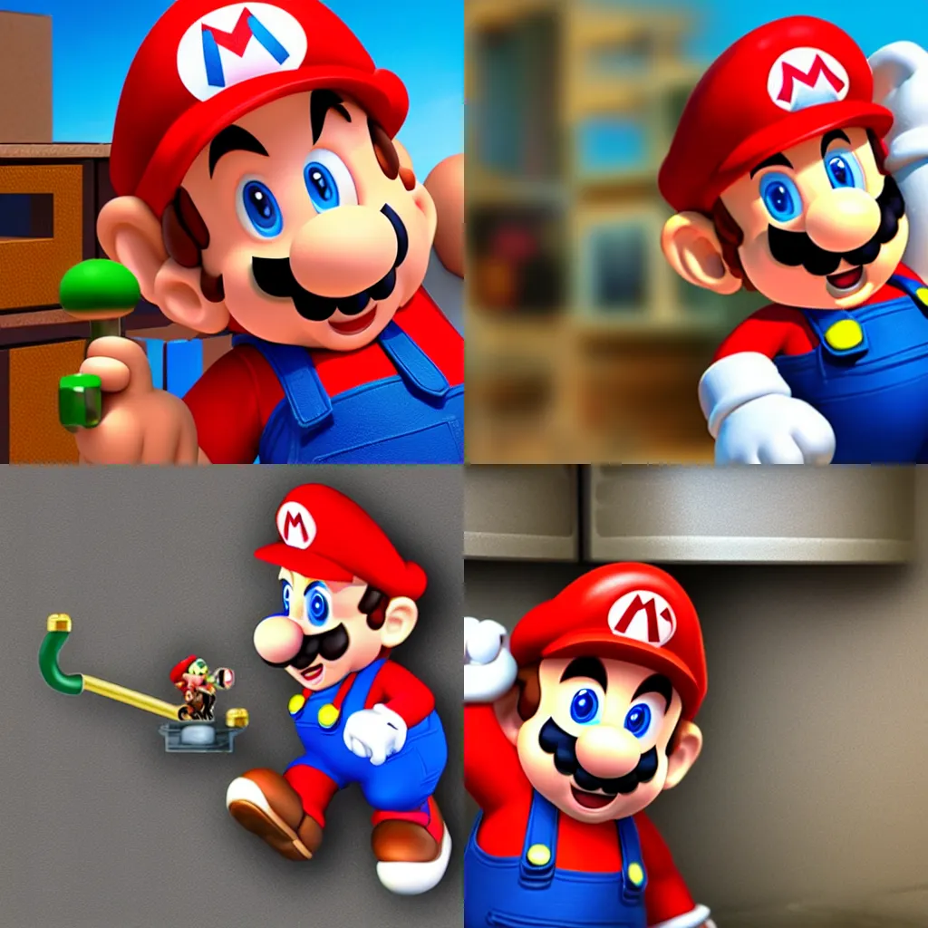 Prompt: a photo of realistic plumber mario