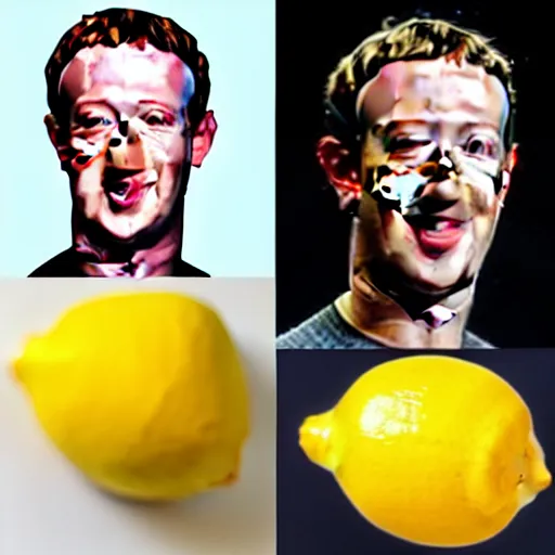 Image similar to Mark Zuckerberg's head looks like a lemon and has yellow skin