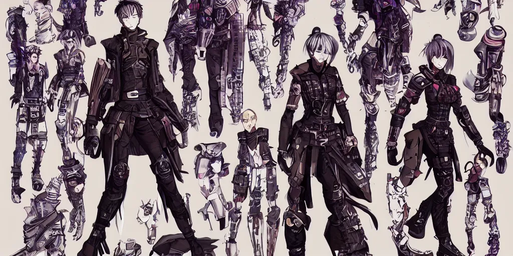 fashion, cyberpunk, anime, game, characters reference, Stable Diffusion