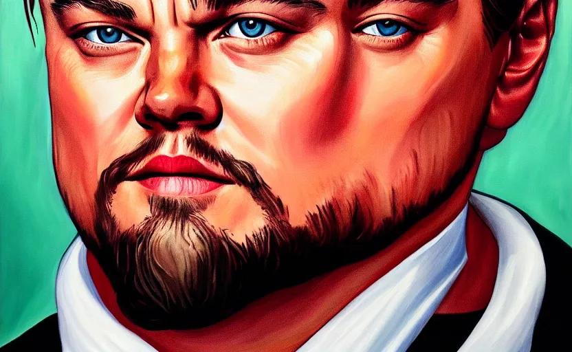 Prompt: painting of leonardo dicaprio in the style of martine johanna