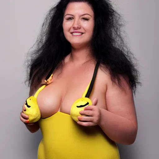 Image similar to anthropomorphic furry pikachu woman in a microkini