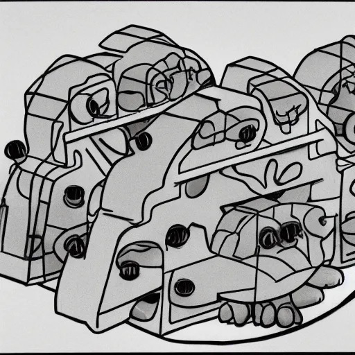 Image similar to hungry hungry hippos, brutalism