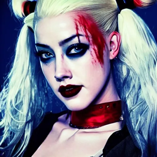 Prompt: amber heard as harley quinn.