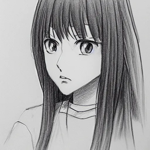 Image similar to a lonely girl by takehiko inoue. pencil sketch.