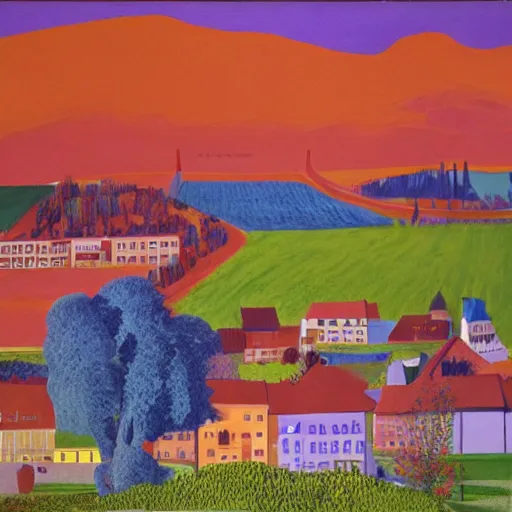 Prompt: david hockney dreams burg güssing südburgenland