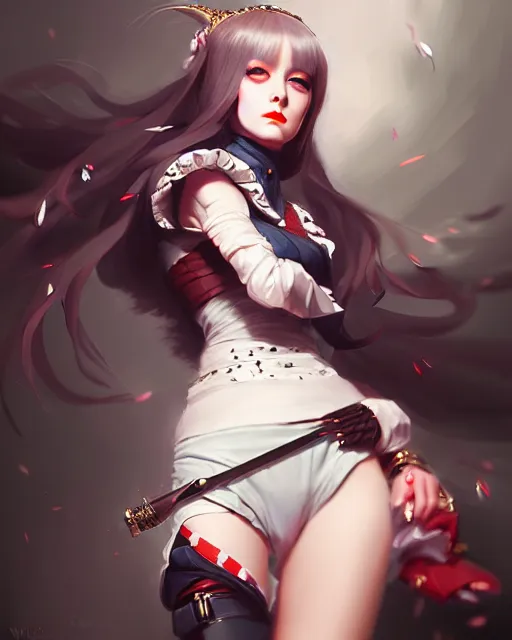 Image similar to a ultradetailed beautiful painting of a stylish battle maid, by wlop, trending on artstation