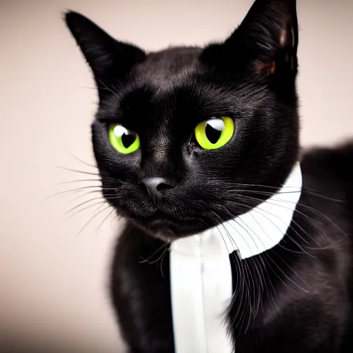 Image similar to professional photograph of a black cat wearing a fancy outfit, HD, 8K, highly detailed, high quality