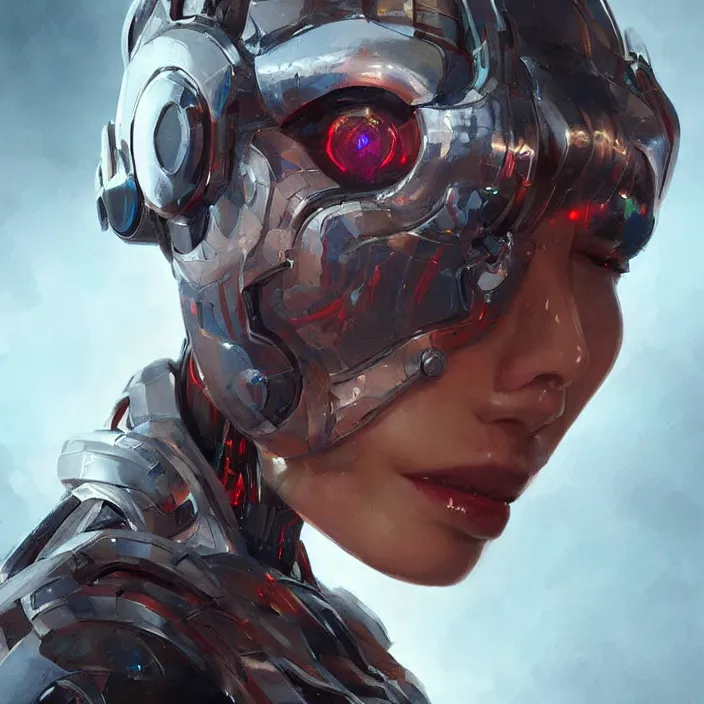 Prompt: cyborg bjork, portrait, highly detailed, digital painting, trending on artstation, concept art, sharp focus, illustration, art by artgerm and greg rutkowski and magali villeneuv