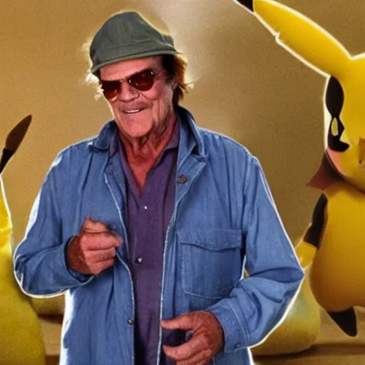 Prompt: Jack Nicholson plays Terminato and is Pikachu, yellow fur explodes