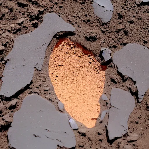 Prompt: faint virgin mary ghost imprint mars soil