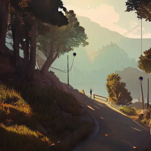 Prompt: primary school up a hill, in gta v, stephen bliss, unreal engine, by greg rutkowski, loish, rhads, makoto shinkai and lois van baarle, ilya kuvshinov, rossdraws, global illumination, radiant light, detailed and intricate environment