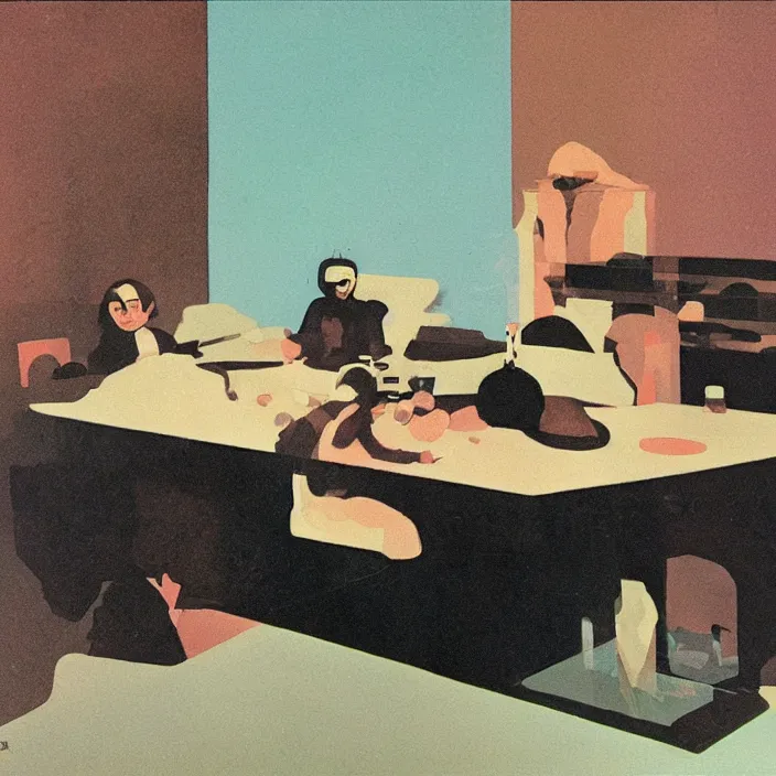 Prompt: child of the flat rocks under the table. painting by karel thole, frank sedlacek