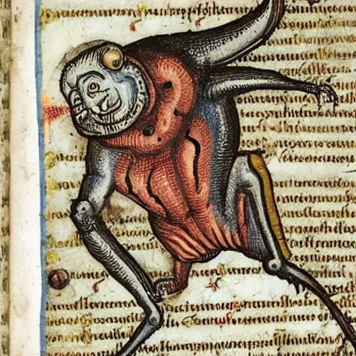 Image similar to grotesque creatures in the margins of old illuminated manuscripts