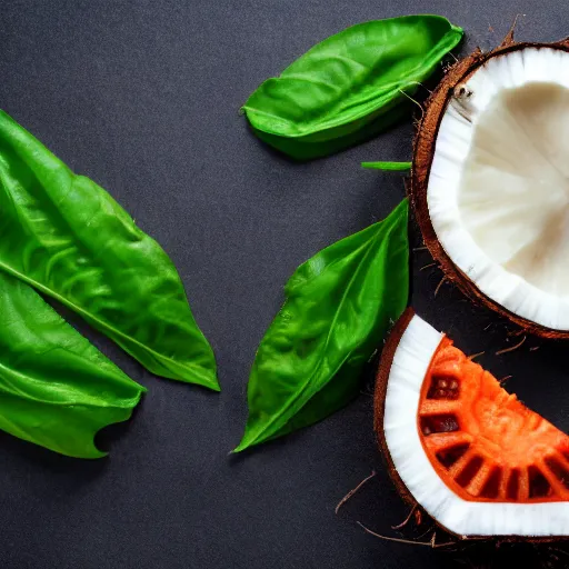 Image similar to a coconut ((🍕)) made entirely out of 🥥 , 🥥 🍕 hybrid, 4k food photography