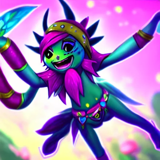 Image similar to Drawing of Neeko from League of Legends, League of Legends champion splashart, Riot Games