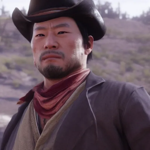 Prompt: Film still of Jeon Jung-kook, from Red Dead Redemption 2 (2018 video game)