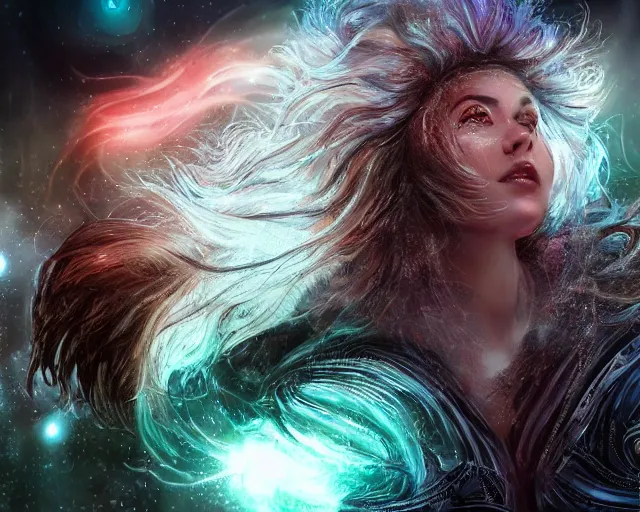 Prompt: realistic textured magnetosphere, hairy handsome girls, love, joy, complex cybernetic beings, glowing hair, vortexes, large array, ornate hair, cinematic light shadows, wet hdr refractions, insanely detailed rendering, artstation, 8 k, * * * * *