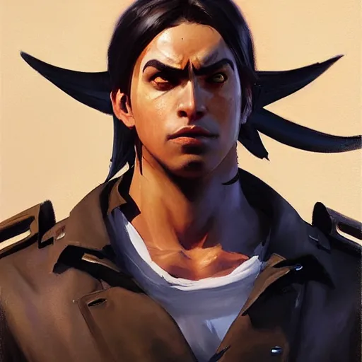 Prompt: greg manchess portrait painting of eren jager as overwatch character, medium shot, asymmetrical, profile picture, organic painting, sunny day, matte painting, bold shapes, hard edges, street art, trending on artstation, by huang guangjian and gil elvgren and sachin teng