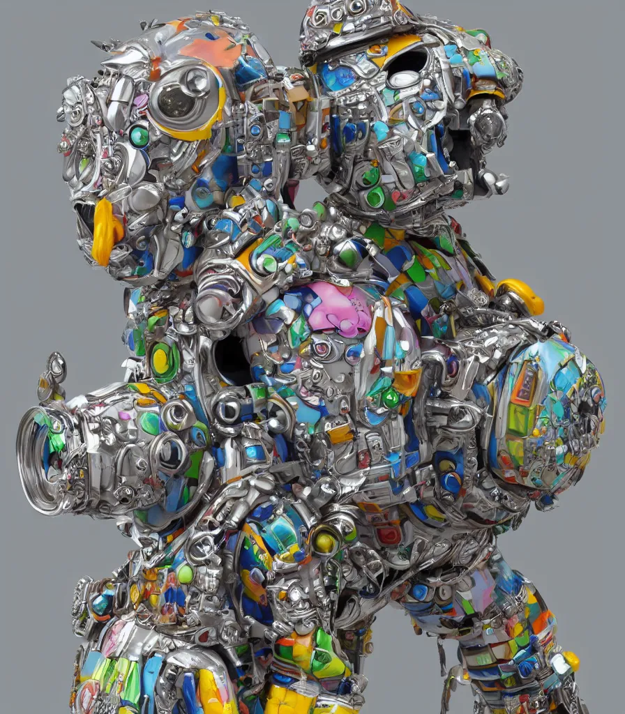 Image similar to hyper-maximalist overdetailed 3d sculpture of an astronaut by clogtwo and ben ridgway inspired by beastwreckstuff chris dyer and jimbo phillips. 3d infused retrofuturist style. Hyperdetailed high resolution. Highquality ender by binx.ly. Dreamlike surreal polished render by machine.delusions. Sharp focus.